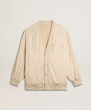 Women’s silk and viscose cardigan with pinstripe motif