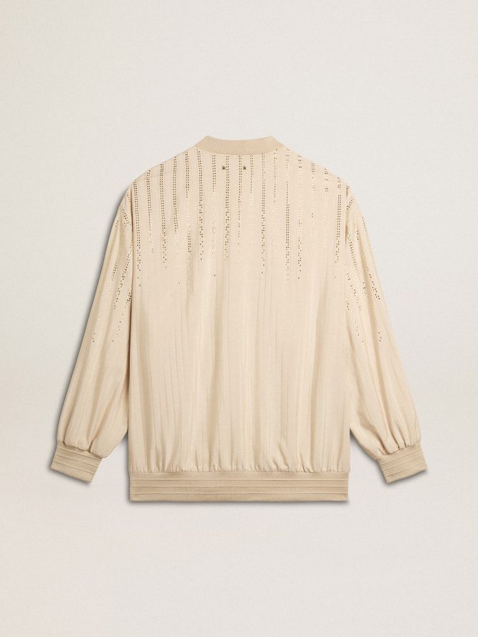 Women’s silk and viscose cardigan with pinstripe motif - Image 7