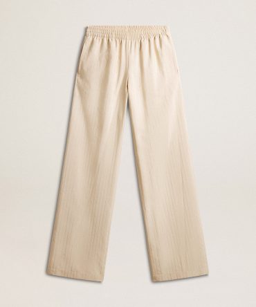 Women’s light beige silk and viscose joggers