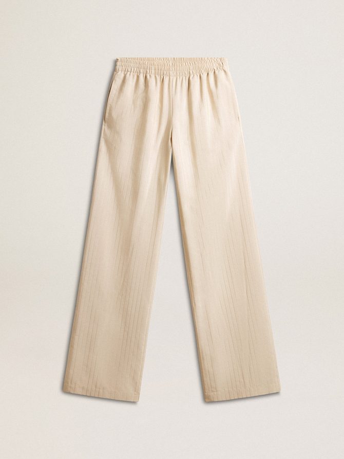 Women’s light beige silk and viscose joggers