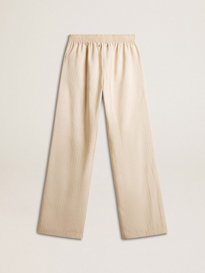 Women’s light beige silk and viscose joggers - Image 5