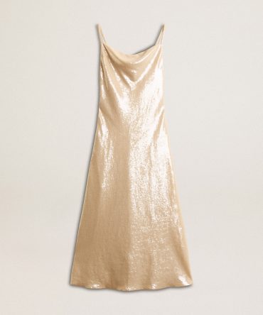 Sleep dress in parchment-colored sequins