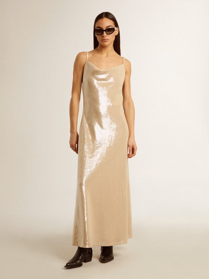 Sleep dress in parchment-colored sequins - Image 2