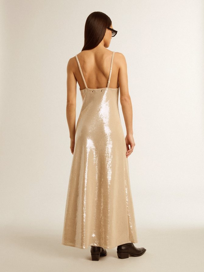 Sleep dress in parchment-colored sequins - Image 3