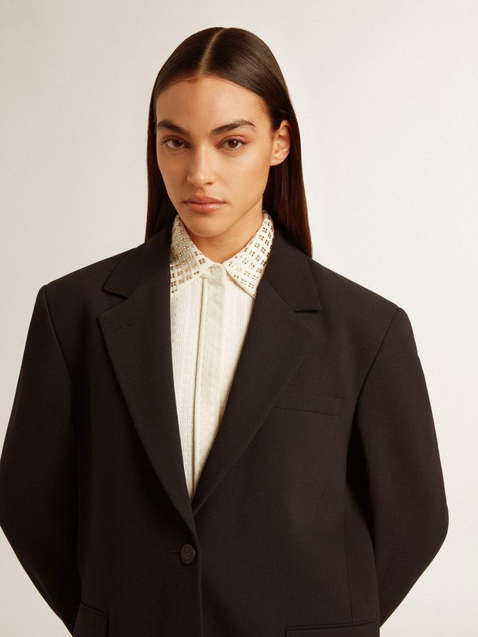 Women’s black wool-blend blazer jacket - Image 6
