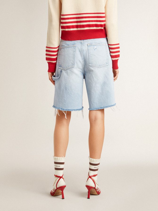 Women’s Bermuda shorts in lived-in effect denim - Image 5