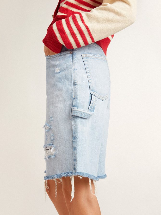 Women’s Bermuda shorts in lived-in effect denim - Image 6