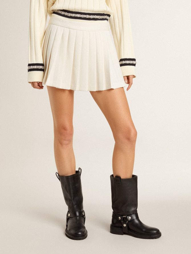 White pleated Star miniskirt - Image 2