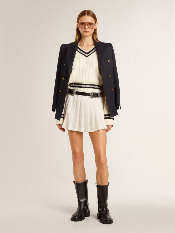 White pleated Star miniskirt - Image 3