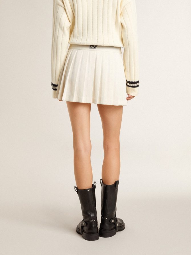 White pleated Star miniskirt - Image 4