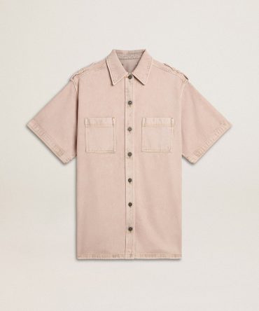 Women’s oversized fit pink dyed denim shirt