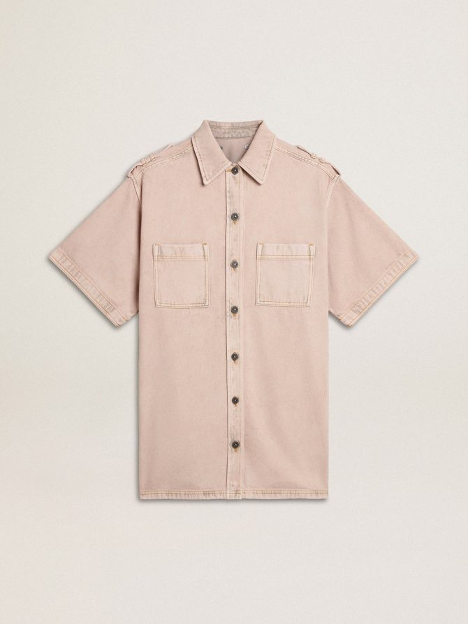 Women’s oversized fit pink dyed denim shirt