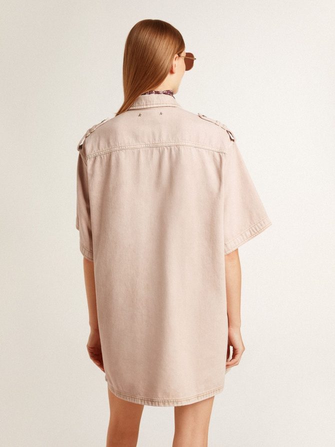 Women’s oversized fit pink dyed denim shirt - Image 4