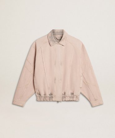Women’s pink dyed denim bomber jacket