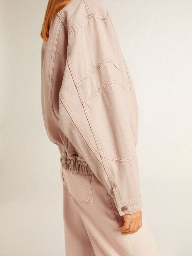 Women’s pink dyed denim bomber jacket - Image 5