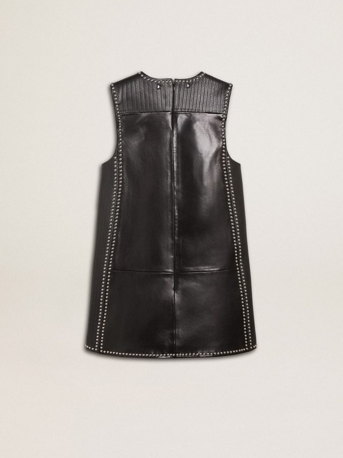 Women’s black nappa leather dress with studs - Image 6