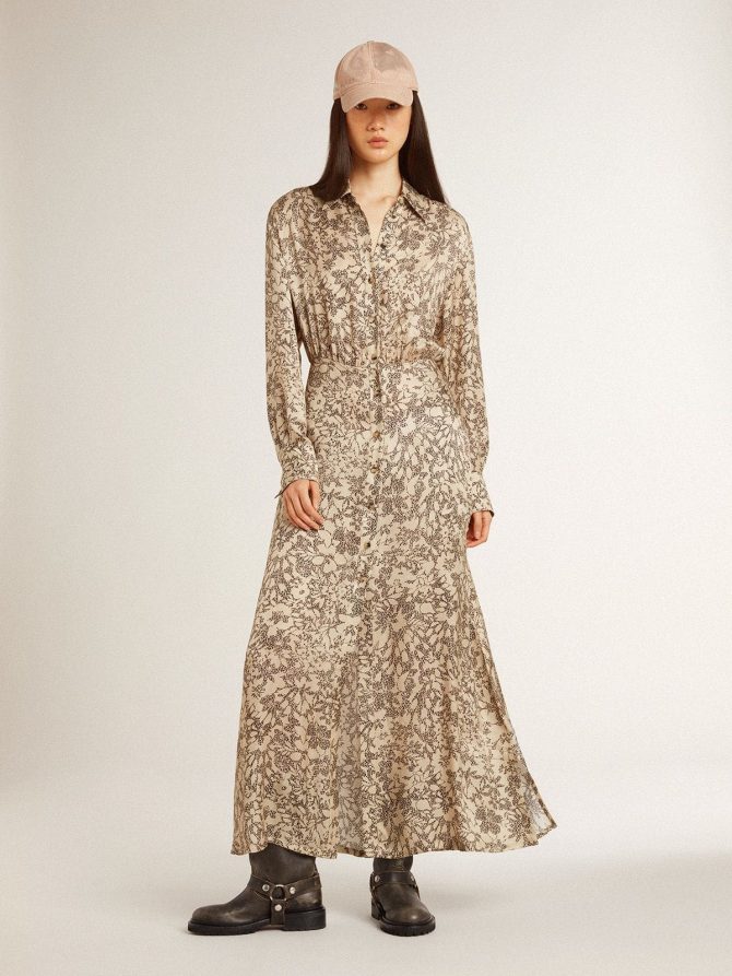 Women’s silk-blend midi dress with a floral print - Image 2