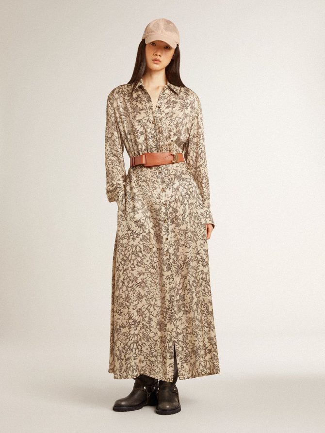 Women’s silk-blend midi dress with a floral print - Image 3