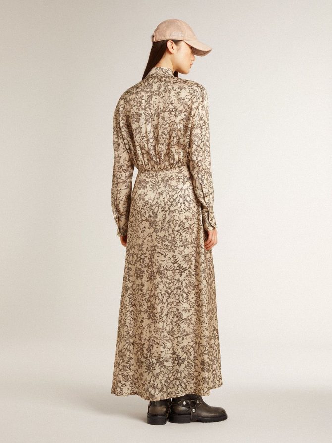 Women’s silk-blend midi dress with a floral print - Image 4