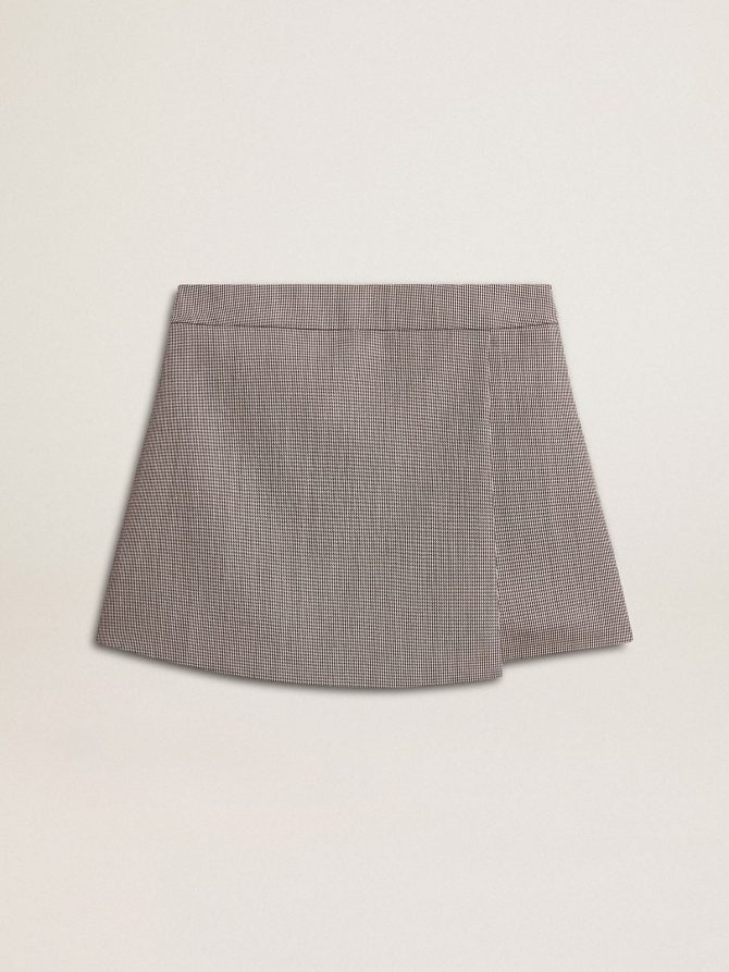 Women’s gray mini shorts in houndstooth wool