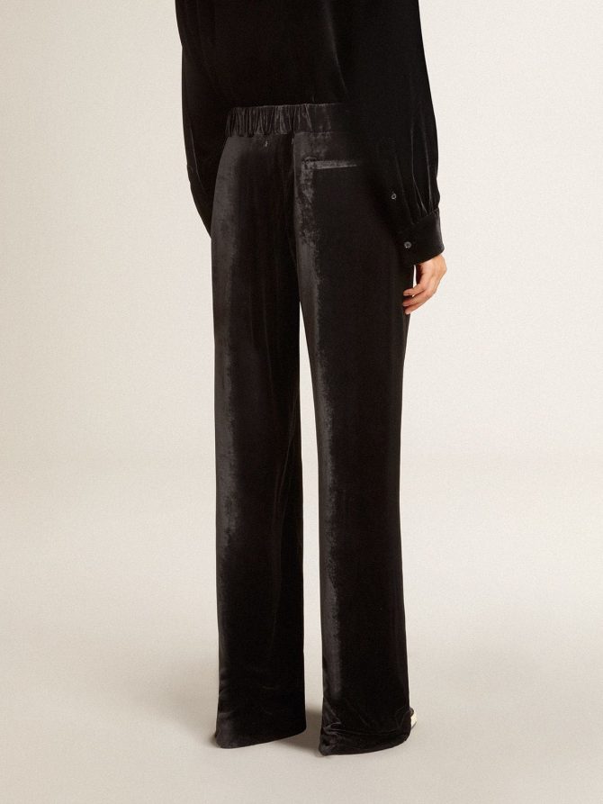 Black velvet-effect pants - Image 4
