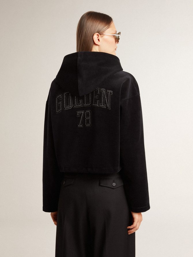 Women’s black chenille sweatshirt with embroidery on the back - Image 4