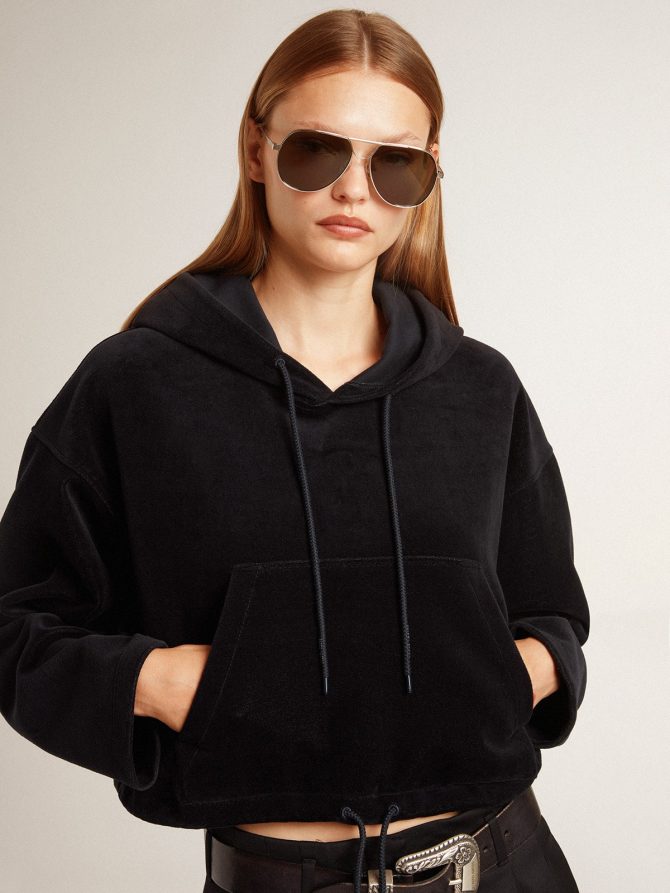Women’s black chenille sweatshirt with embroidery on the back - Image 5