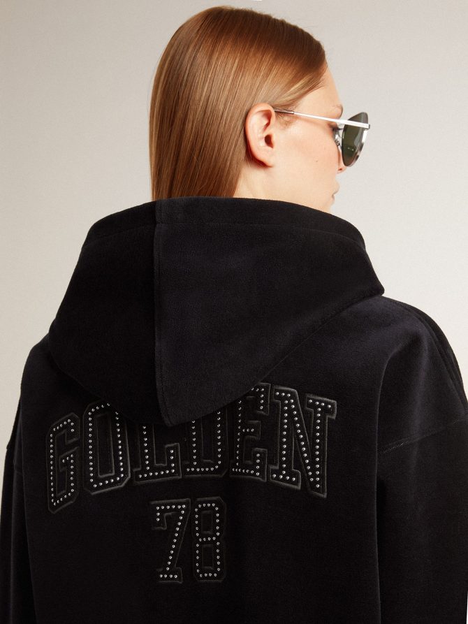 Women’s black chenille sweatshirt with embroidery on the back - Image 6