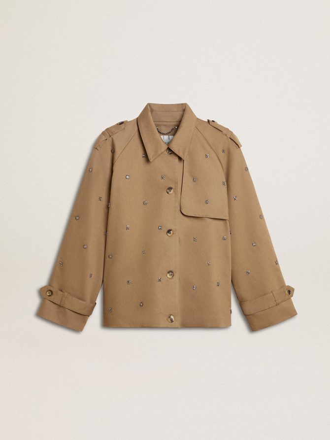 Women’s oversized trench coat with crystals
