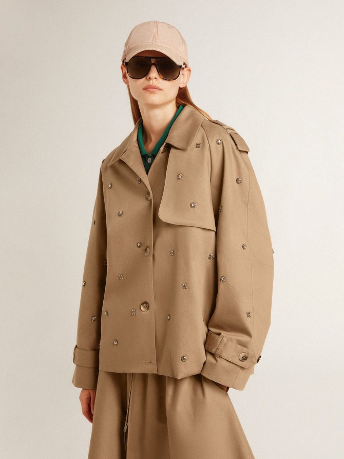 Women’s oversized trench coat with crystals - Image 2