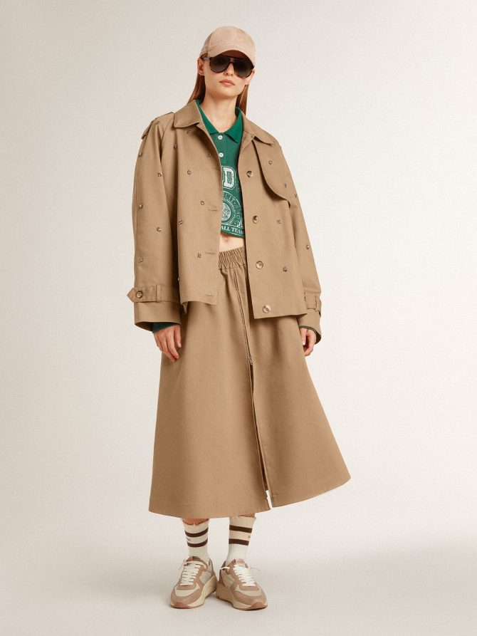 Women’s oversized trench coat with crystals - Image 3