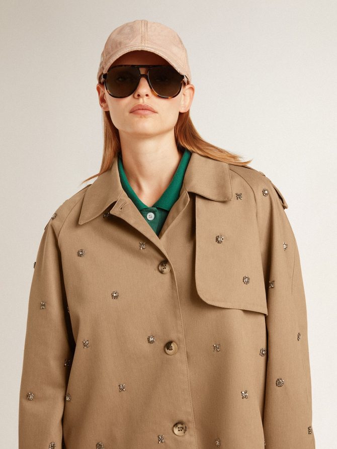 Women’s oversized trench coat with crystals - Image 5