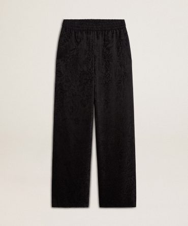 Women’s black joggers with a tone-on-tone toile de jouy print