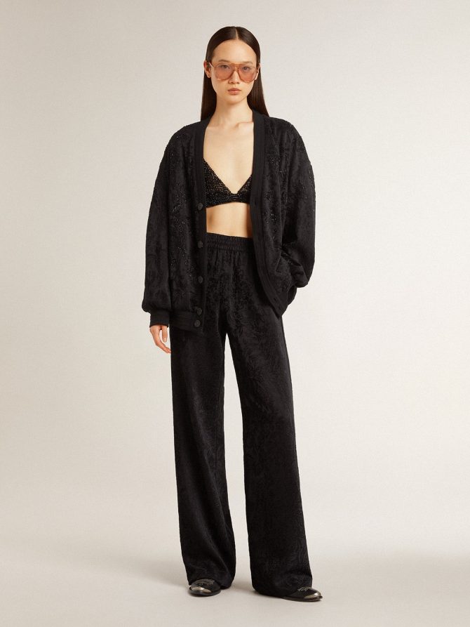 Women’s black joggers with a tone-on-tone toile de jouy print - Image 3