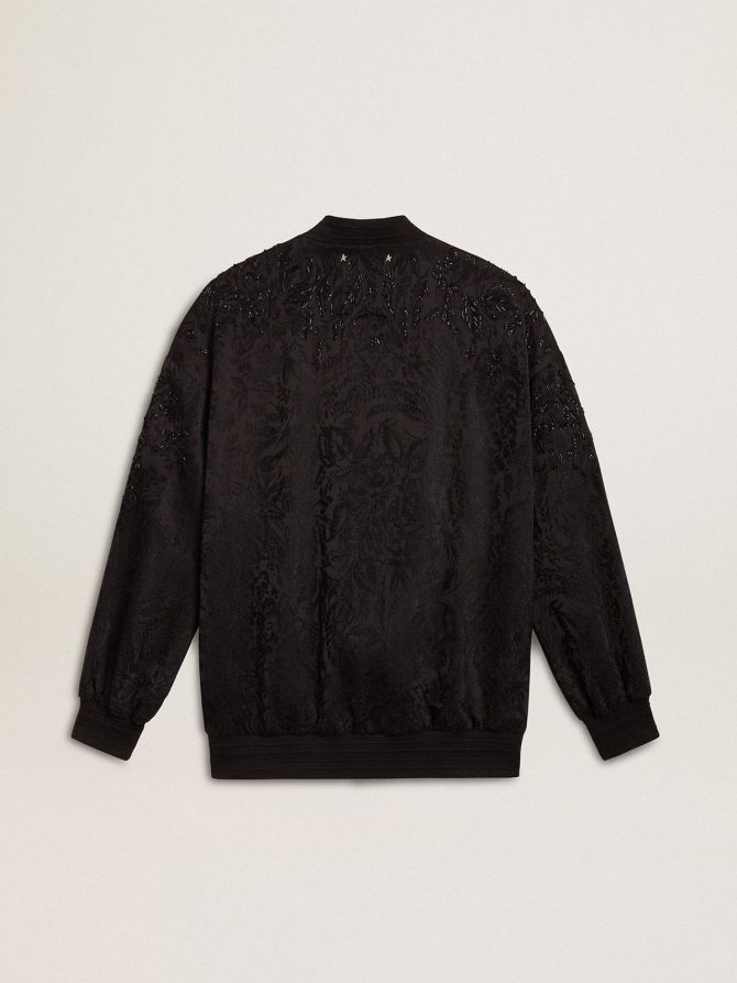 Women’s black cardigan with tone-on-tone toile de jouy bead embroidery - Image 6