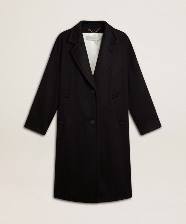 Women’s single-breasted black cocoon coat