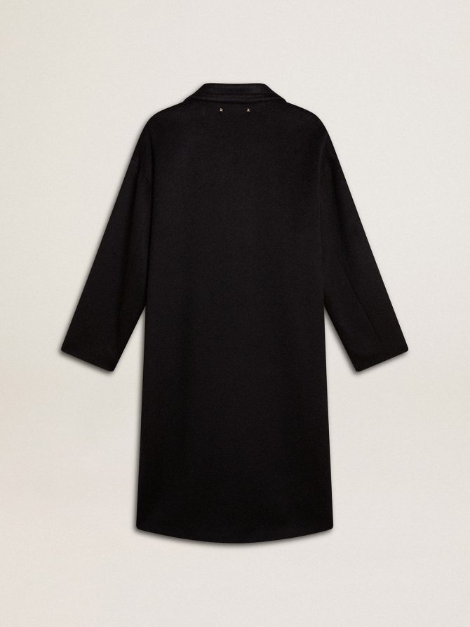 Women’s single-breasted black cocoon coat - Image 5