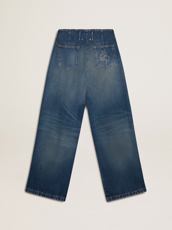 Women’s wide-leg medium wash CNY jeans - Image 2