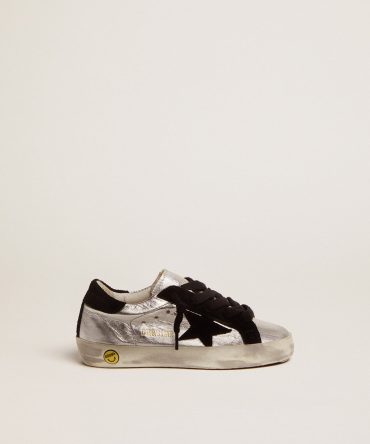 Super-Star sneakers in silver leather with suede inserts