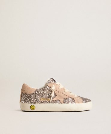Young Super-Star in glitter with suede star and heel tab