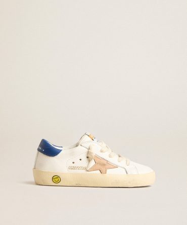 Young Super-Star in nappa leather with a beige star and blue heel tab