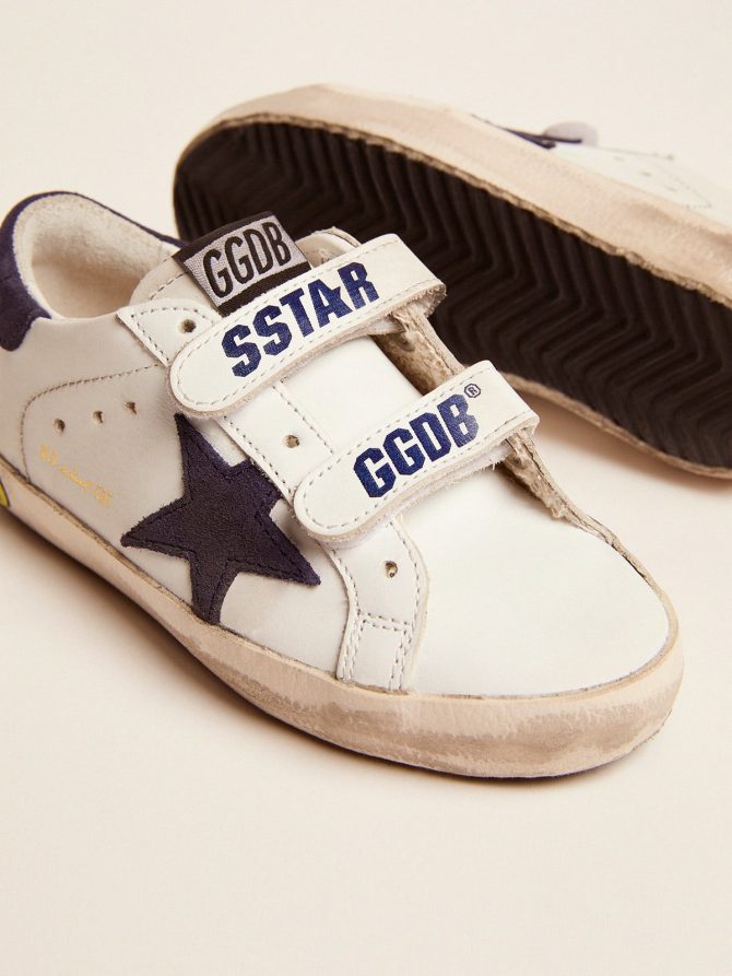 Old School Young in white leather with blue suede star and heel tab - Image 3