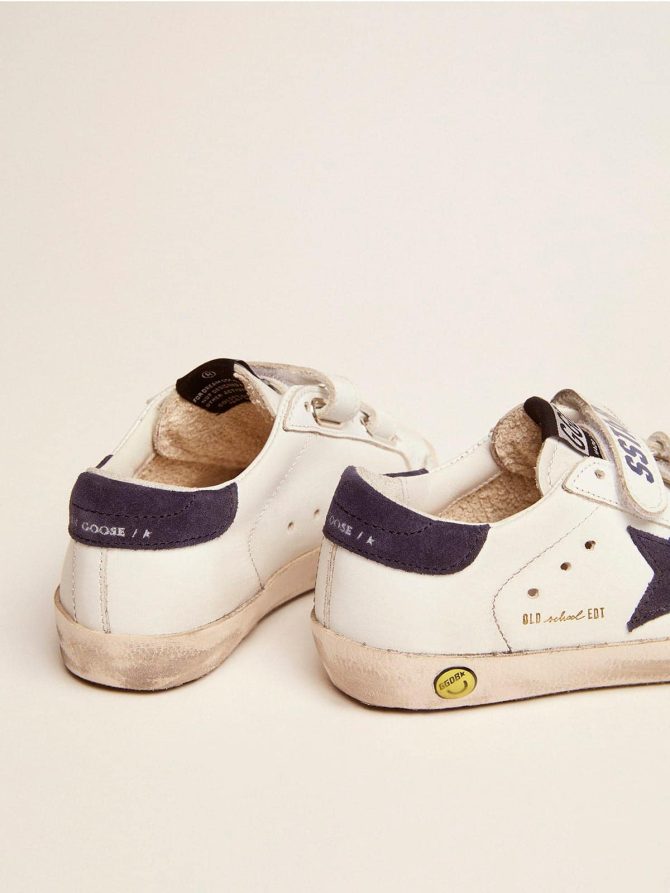 Old School Young in white leather with blue suede star and heel tab - Image 4