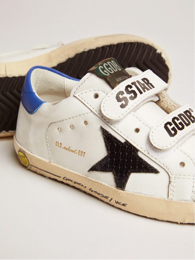 Young Old School with black snake print leather star and blue heel - Image 3