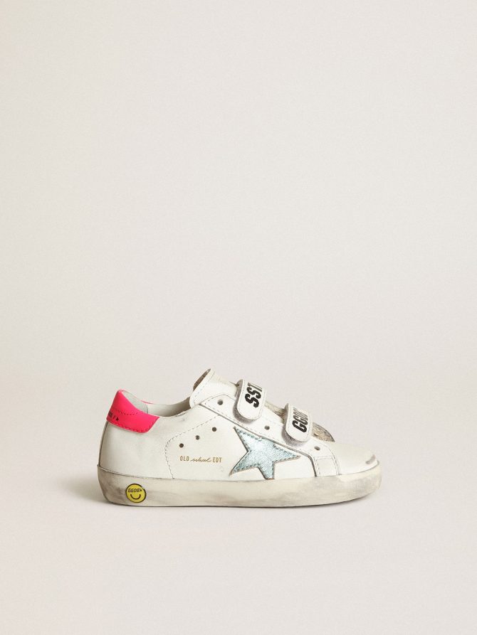 Young Old School with star in aquamarine laminated leather