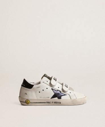 Old School Young with metallic leather star and black heel tab