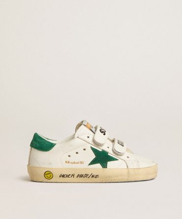 Old School Young with green suede star and heel tab