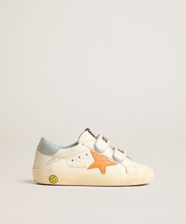 Young Old School in leather with orange star and baby blue heel tab