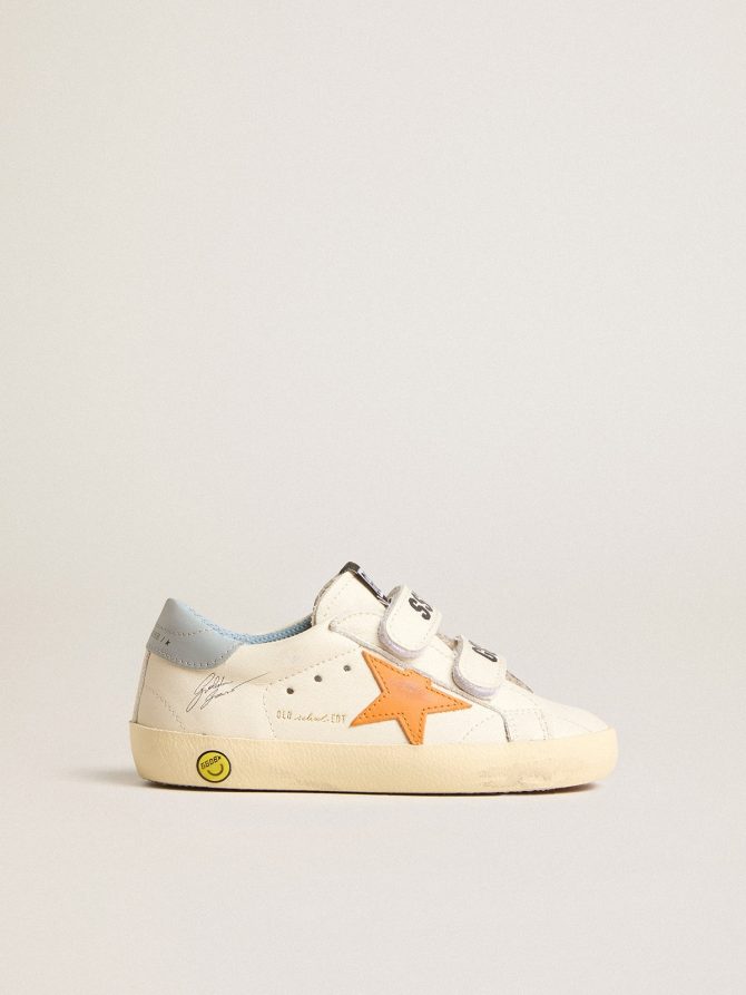 Young Old School in leather with orange star and baby blue heel tab