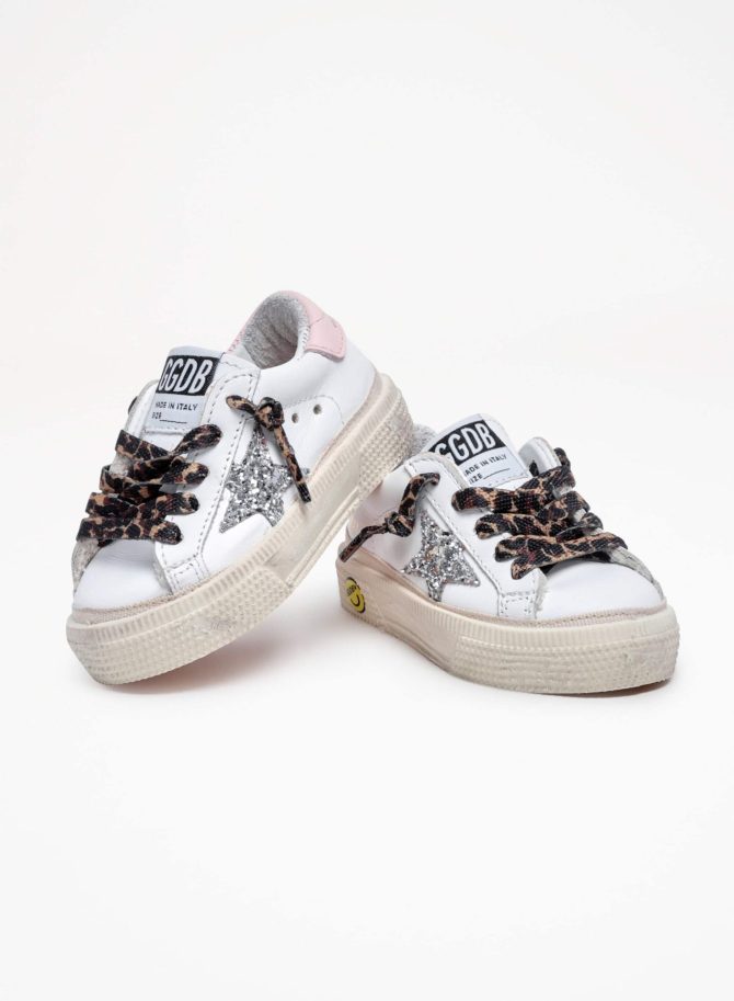 May sneakers with silver glitter star and pink leather heel tab - Image 3